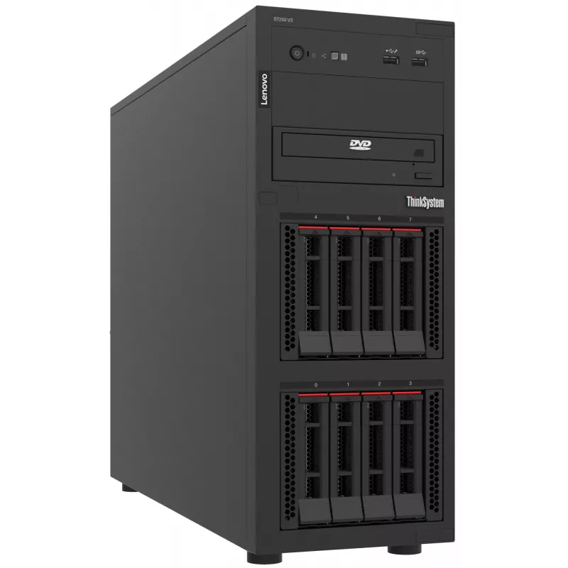 Lenovo ThinkSystem ST250 V3 7DCE100BEA Tower-Server, Intel Xeon 6315P 4C 2,8 GHz 55 W, 16 GB, 1x 800 W