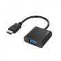 Hama 00200343 HDMI-auf-VGA-Videoadapter mit 3,5-mm-Audio, 0,15 m, HDMI-Stecker Typ A – D-Sub 15-polig, 1080p, schwarz
