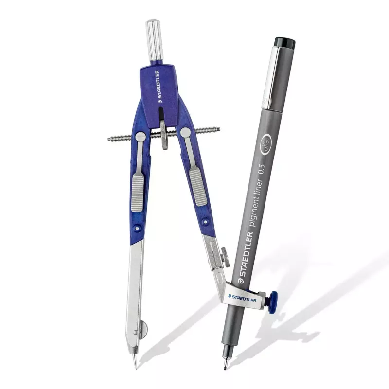 Staedtler Mars Comfort 552 02 Schnellverstellzirkel mit Verlängerungsstange, Blau