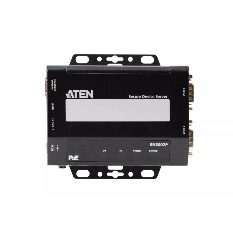 ATEN Altusen SN3002P Geräteserver, 2 Anschlüsse RS-232, 100Mb LAN, auf Tisch/Wand/DIN-Schiene montierbar