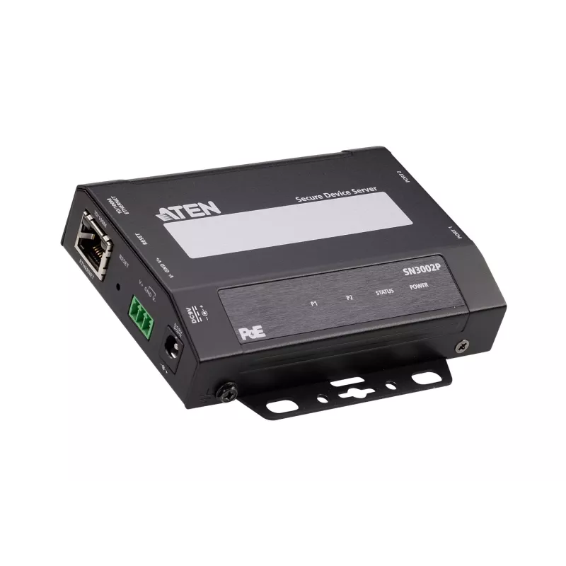 ATEN Altusen SN3002P Geräteserver, 2 Anschlüsse RS-232, 100Mb LAN, auf Tisch/Wand/DIN-Schiene montierbar