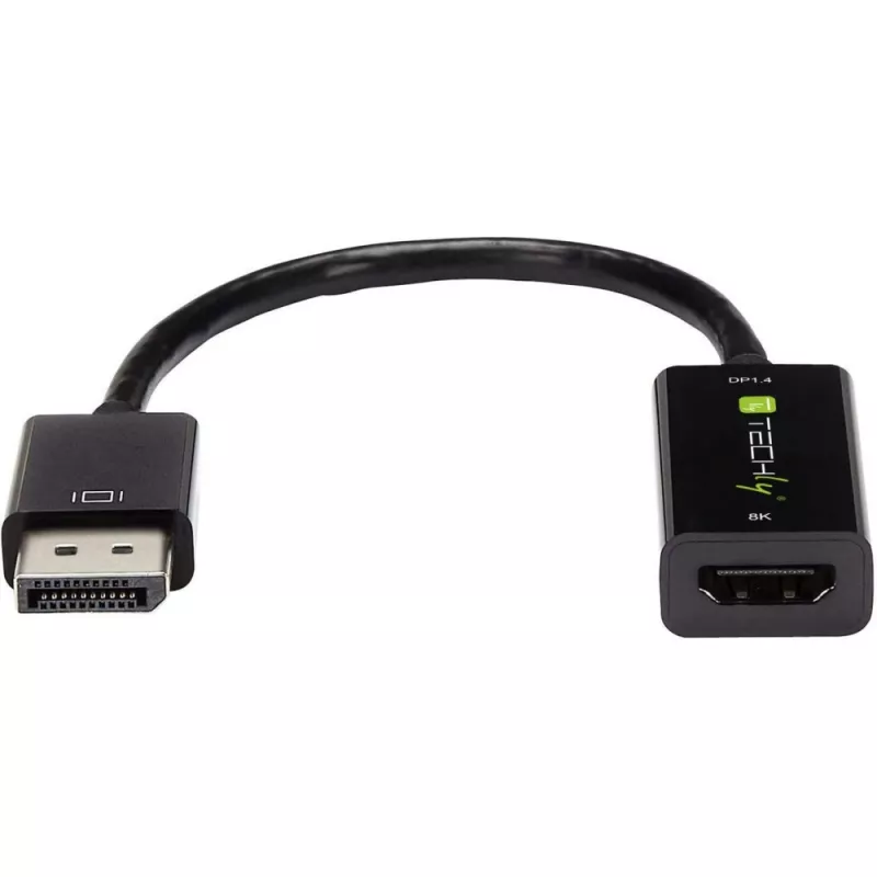 Techly IADAP-DP-HDMIF8K aktiver DisplayPort-1.4-(M)-auf-HDMI-(F)-Adapter, 8K, schwarz
