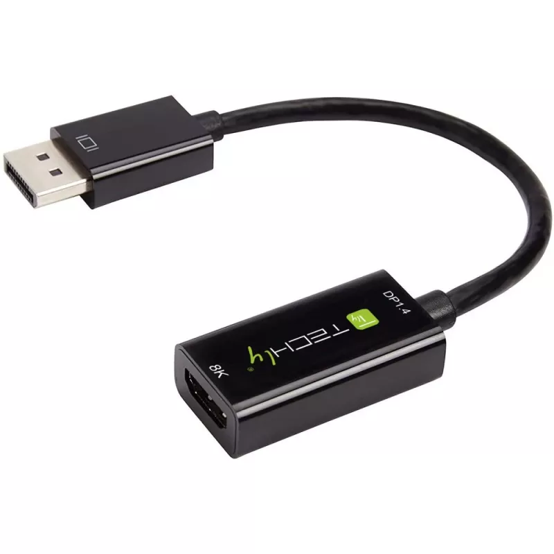 Techly IADAP-DP-HDMIF8K aktiver DisplayPort-1.4-(M)-auf-HDMI-(F)-Adapter, 8K, schwarz