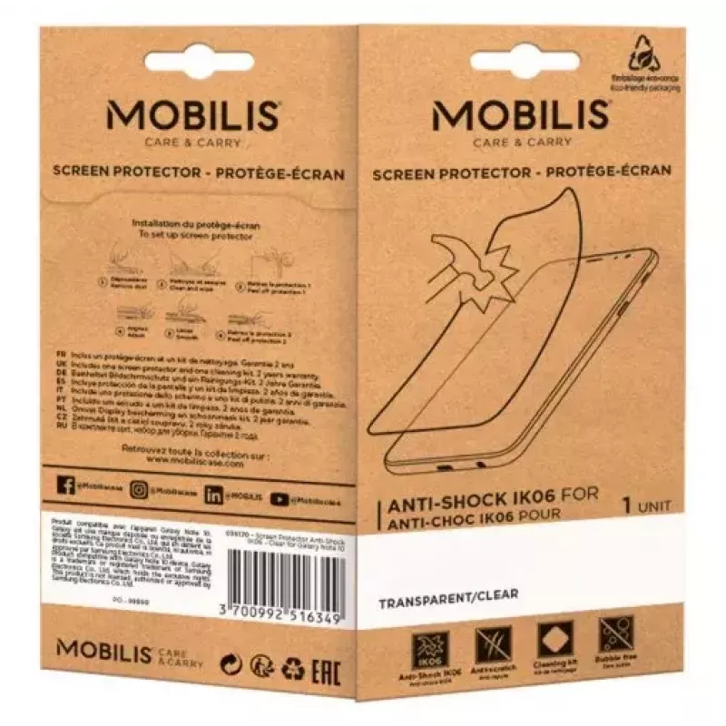 Mobilis 036255 stoßfeste IK06-Displayschutzfolie für Honeywell EDA52 / EDA56 / EDA57, transparent