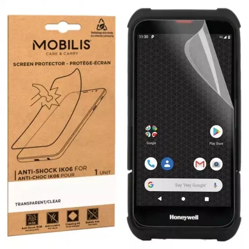 Mobilis 036255 stoßfeste IK06-Displayschutzfolie für Honeywell EDA52 / EDA56 / EDA57, transparent