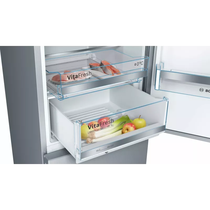 Bosch Serie 6 KGE39AICA Kühl-Gefrierkombination, freistehend, 343 l (249 l + 94 l), 201 cm, Energieeffizienzklasse C, Edelstahl