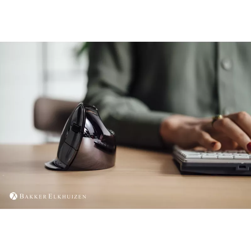 BakkerElkhuizen Evoluent D Small Wireless, rechtshändig, vertikales Design, Laser, RF Wireless, 3200 DPI, Schwarz