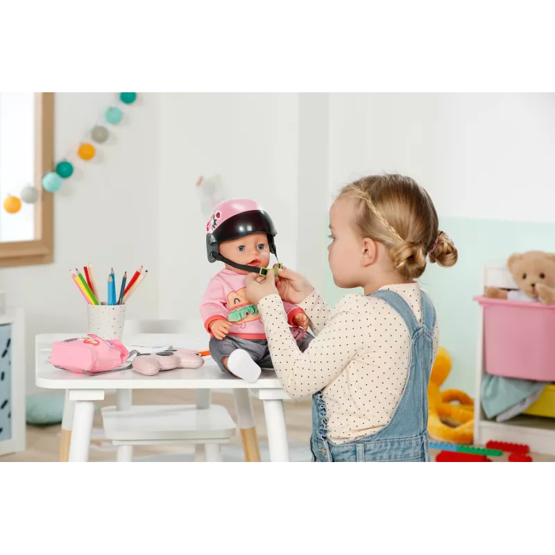 Zapf Creation BABY born 835937 E-Scooter Puppenhelm, 43 cm, Rosa/Schwarz, ab 3 Jahren