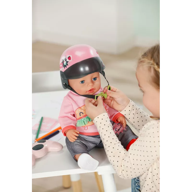 Zapf Creation BABY born 835937 E-Scooter Puppenhelm, 43 cm, Rosa/Schwarz, ab 3 Jahren