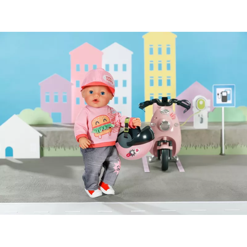 Zapf Creation BABY born 835937 E-Scooter Puppenhelm, 43 cm, Rosa/Schwarz, ab 3 Jahren