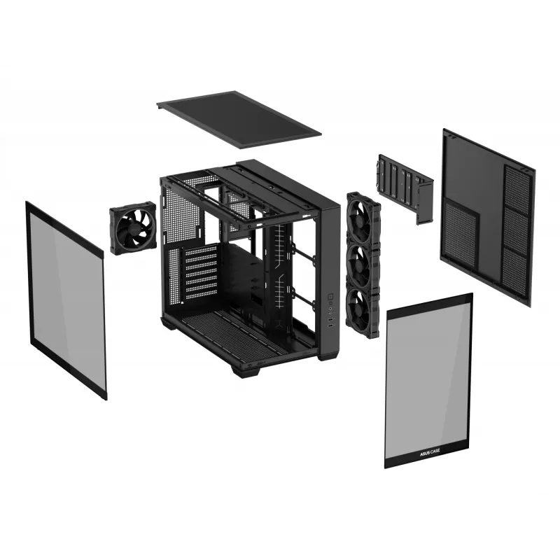 ASUS A32 PLUS TG ARGB PC-Gehäuse, schwarz, ATX/micro ATX/Mini-ITX