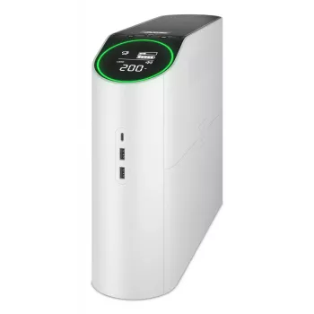 APC Back-UPS Pro, 2200VA/1320W, Tower, 230V, 4x Schuko- und 2x IEC C13-Ausgänge, RGB-Beleuchtung, reine Sinuswelle, Arctic (Weiß)