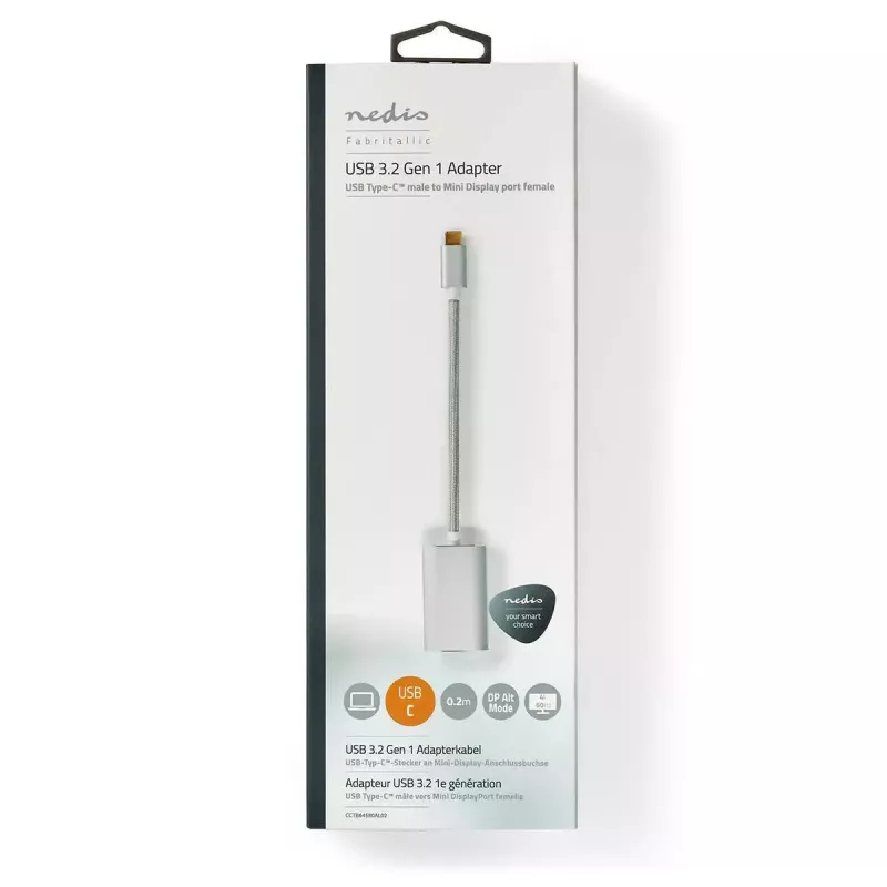 Videokabeladapter Nedis CCTB64580AL02 0,2m USB Type-C Mini DisplayPort