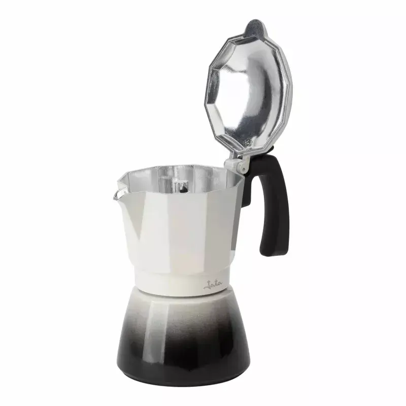 Jata HCAF2412 Moka-Kanne, 12 Tassen (0,7 l), Aluminium, induktionsgeeignet, 10,8 cm Boden