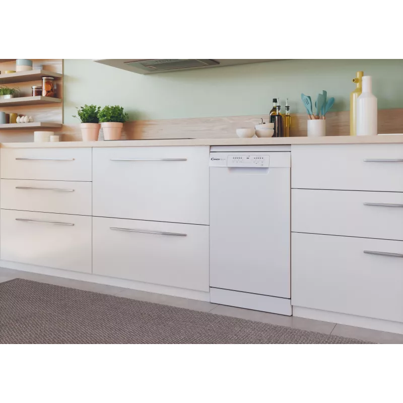 Freistehende schmale Geschirrspülmaschine CANDY Brava CDPH 2L1049W — 10 Maßgedecke, 45 cm, 49 dB, Energieklasse E