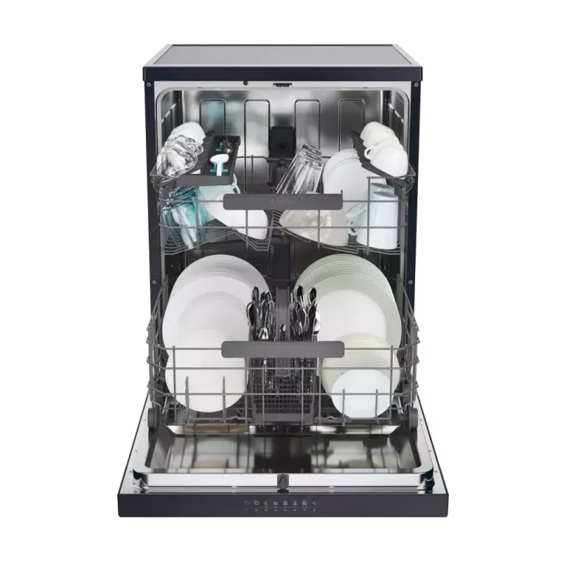 Freistehender Geschirrspüler CANDY CF 5C6F0B — 15 Maßgedecke, 46 dB, Full size (60 cm), schwarz