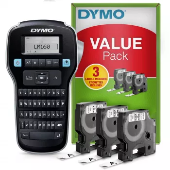 DYMO LabelManager 160 Etikettiergerät Starter-Kit mit 3 Rollen D1-Etikettenband | Handheld-Etikettendrucker | QWERTY-Tastatur | Ideal für Büro oder Zuhause