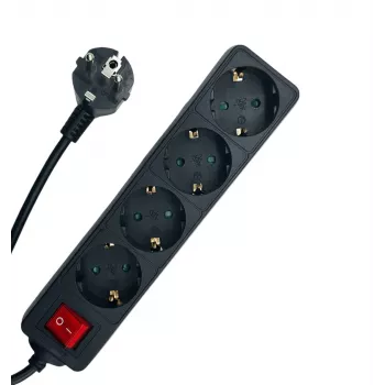 Microconnect MC-GRU0045BS Stromverlängerung 5 m 4 AC-Ausgang/-Ausgänge Innenbereich Schwarz