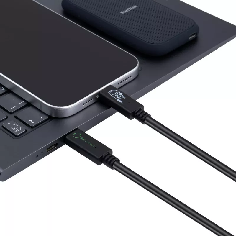 Microconnect ECO-USB3.2CC0.5 USB-Kabel USB 3.2 Gen 2x2 0,5 m USB C Schwarz