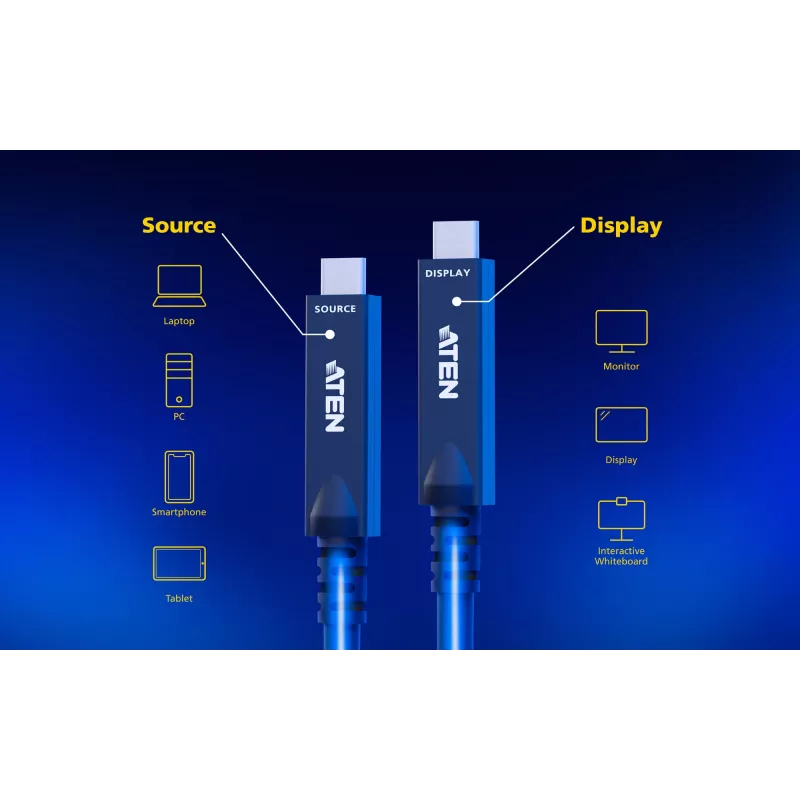 USB-C Aktives Optisches Kabel 15 m ATEN UE3415F — USB-C auf USB-C, 15 Gbit/s, Schwarz