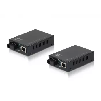 LevelOne RJ45 zu SC BIDI Fast Ethernet Medienkonverter-Set, Singlemode-Glasfaser, 20 km
