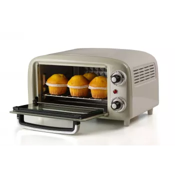 Ariete 3919 Elektro-Mini-Backofen Vintage, 800 W, 10 l Fassungsvermögen, Doppelverglasung, Retro, Beige