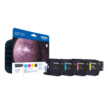 Brother LC-1220VALBPDR Tintenpatrone 4 Stück Original Schwarz, Cyan, Magenta, Gelb
