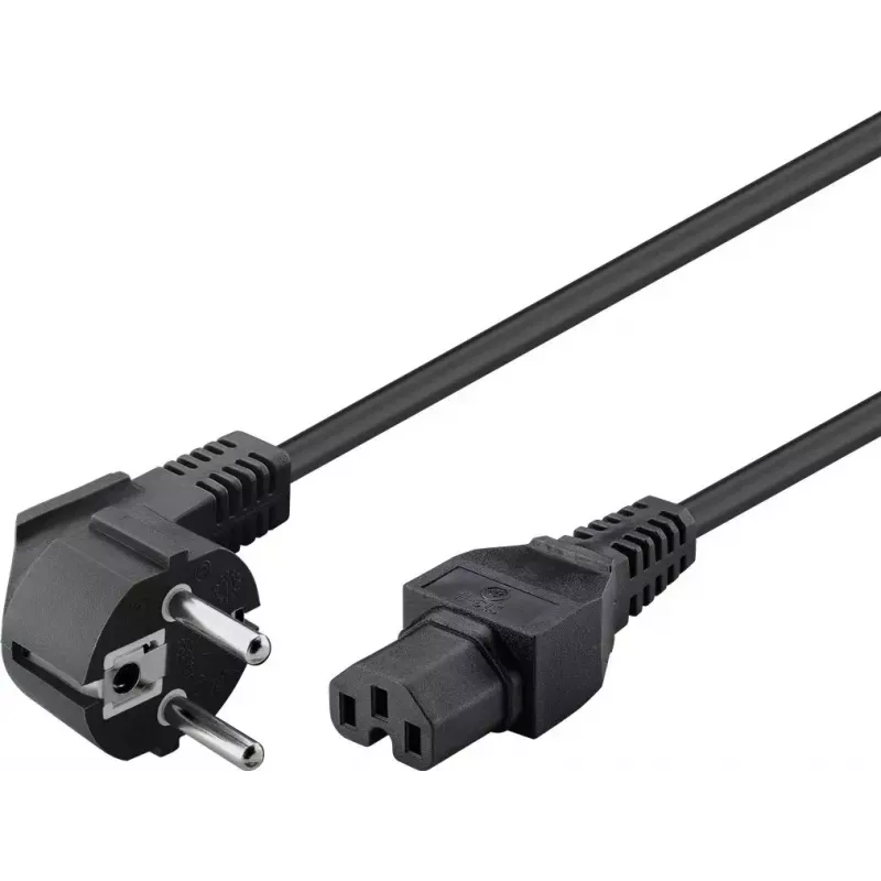 Goobay Winkelanschlusskabel 2m Schwarz Netzstecker Typ F C15-Kupplung