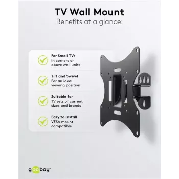 Goobay TV EasyFlex M Wandhalterung mit Neigefunktion, Schwarz (51893)