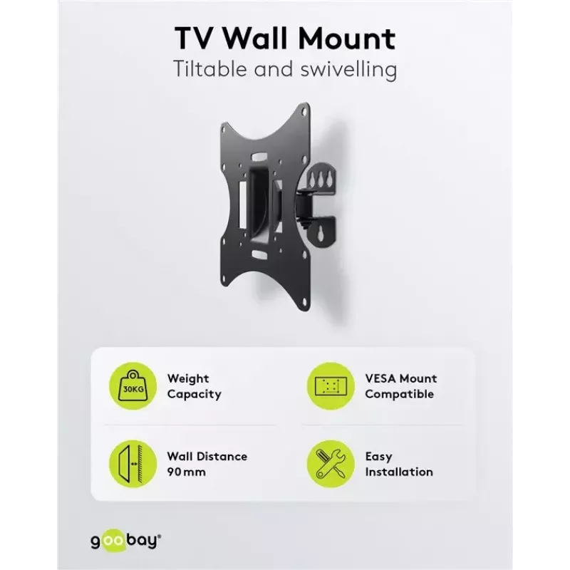 Goobay TV EasyFlex M Wandhalterung mit Neigefunktion, Schwarz (51893)
