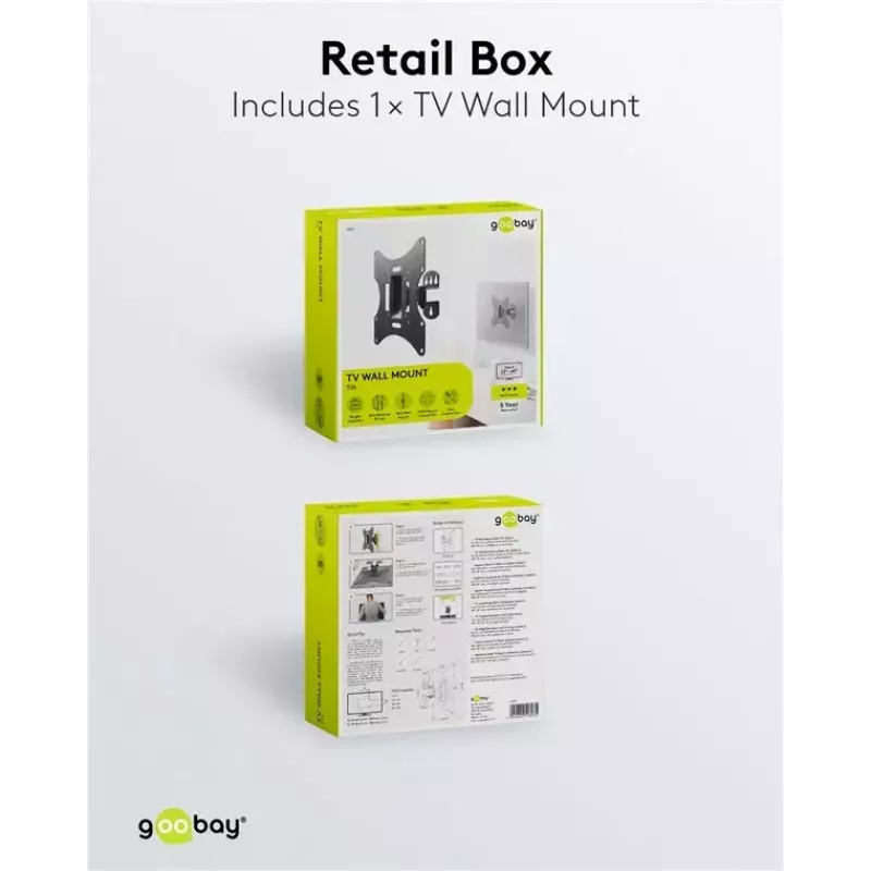 Goobay TV EasyFlex M Wandhalterung mit Neigefunktion, Schwarz (51893)