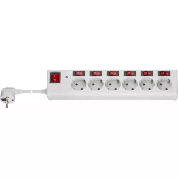 Goobay 6-fach Steckdosenleiste mit Schalter, 1,5 m, weiß