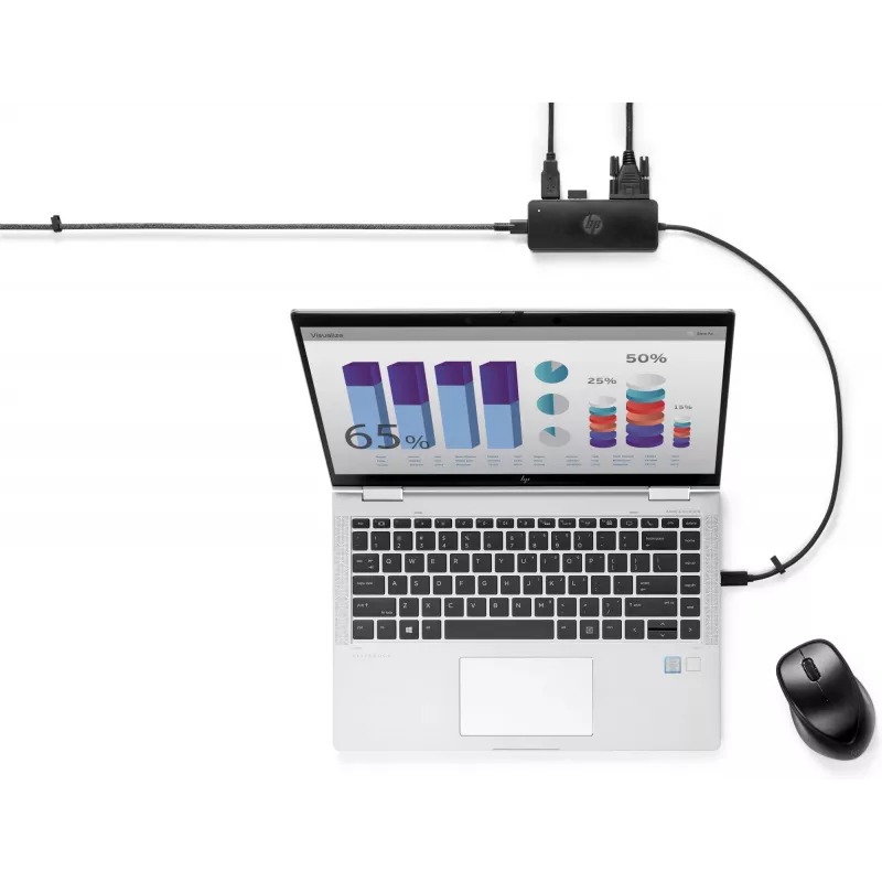 HP USB-C Travel Hub G2, Kabelgebunden, USB 3.2 Gen 1 (3.1 Gen 1) Typ-C, Schwarz, China, Windows 10, 107 mm
