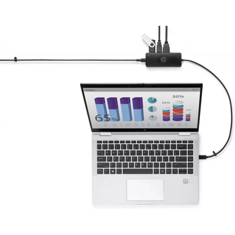 HP USB-C Travel Hub G2, Kabelgebunden, USB 3.2 Gen 1 (3.1 Gen 1) Typ-C, Schwarz, China, Windows 10, 107 mm