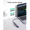 Ugreen CM418 10919 5-in-1 USB-C Hub, HDMI 4K 30 Hz, Ethernet, USB 3.0, Power Delivery, Aluminium, Grau