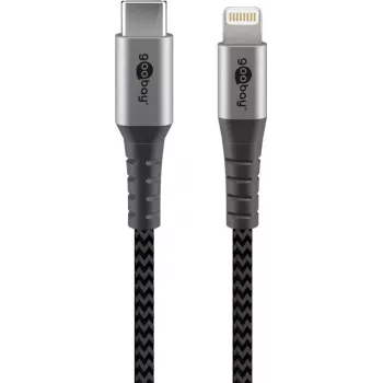 Goobay Lightning-Kabel 1m USB-C auf Lightning Schwarz Grau 49271