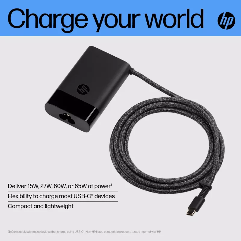 HP 671R3AA USB-C 65 W Laptop-Netzteil, AC 115/230 V, EU