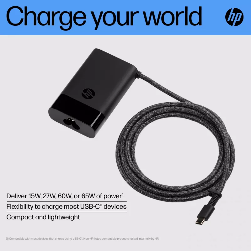HP 671R3AA USB-C 65 W Laptop-Netzteil, AC 115/230 V, EU