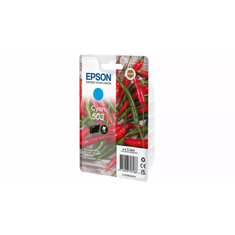 Epson 503 Tintenpatrone, Cyan, 3,3 ml, original (C13T09Q24010)