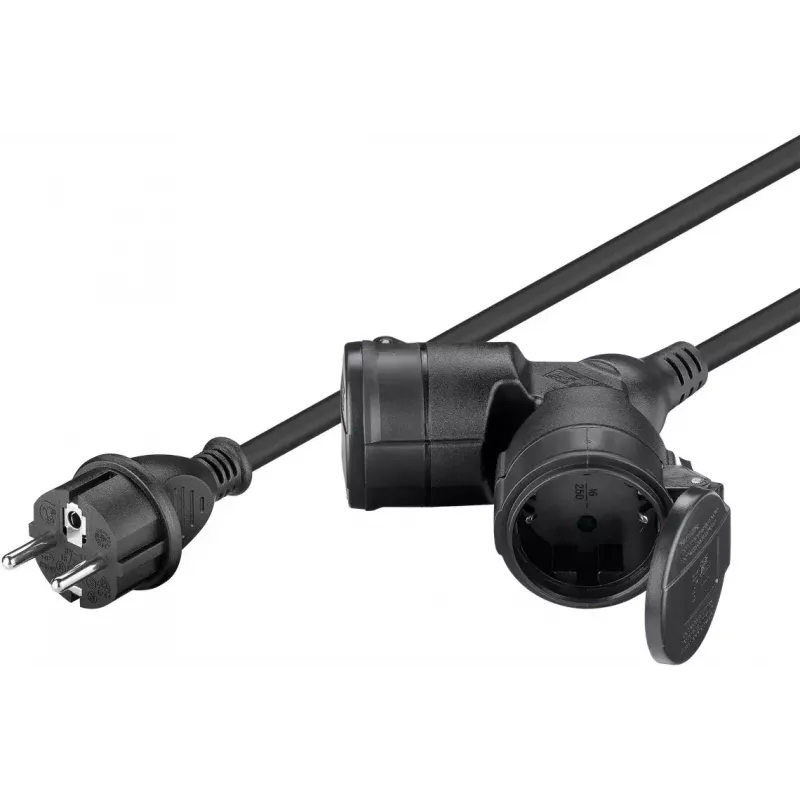 Goobay 65434 Stromverlängerung 5 m 2 AC-Steckdosen Outdoor Schwarz