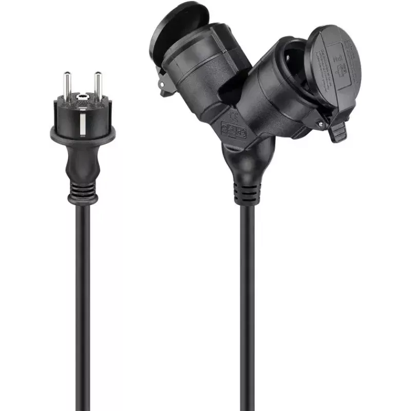 Goobay 65434 Stromverlängerung 5 m 2 AC-Steckdosen Outdoor Schwarz