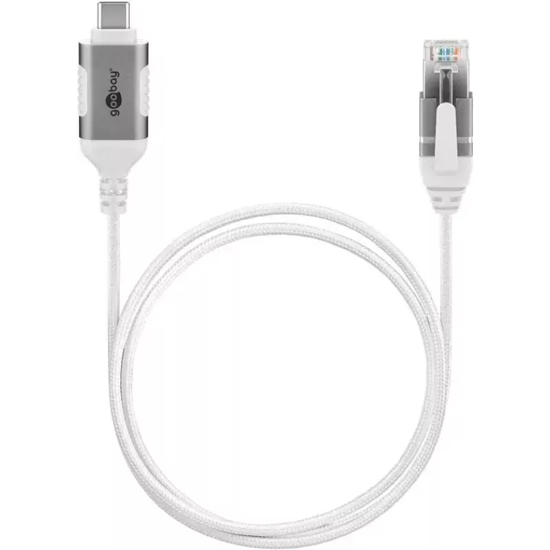 Goobay USB-C 3.1 auf RJ45 Ethernet-Kabel Slim, 7,5 m, Weiß (74390)
