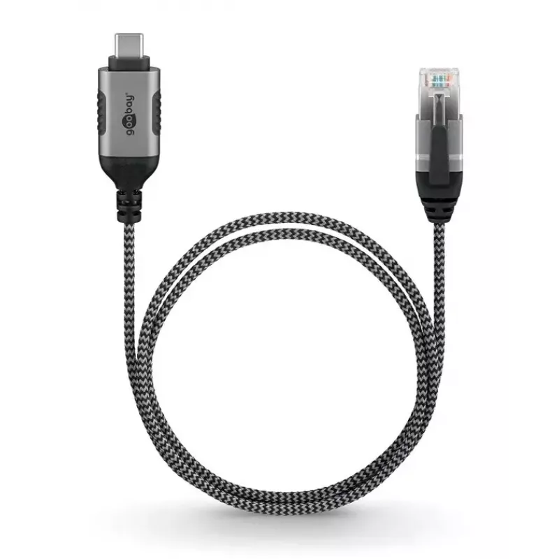 Goobay USB-C 3.1 auf RJ45 Ethernet-Kabel Slim, 2 m, Schwarz (74403)