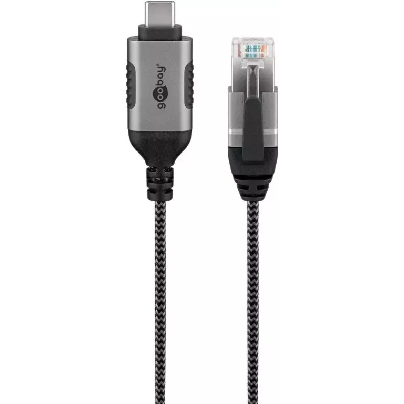 Goobay USB-C 3.1 auf RJ45 Ethernet-Kabel Slim, 2 m, Schwarz (74403)