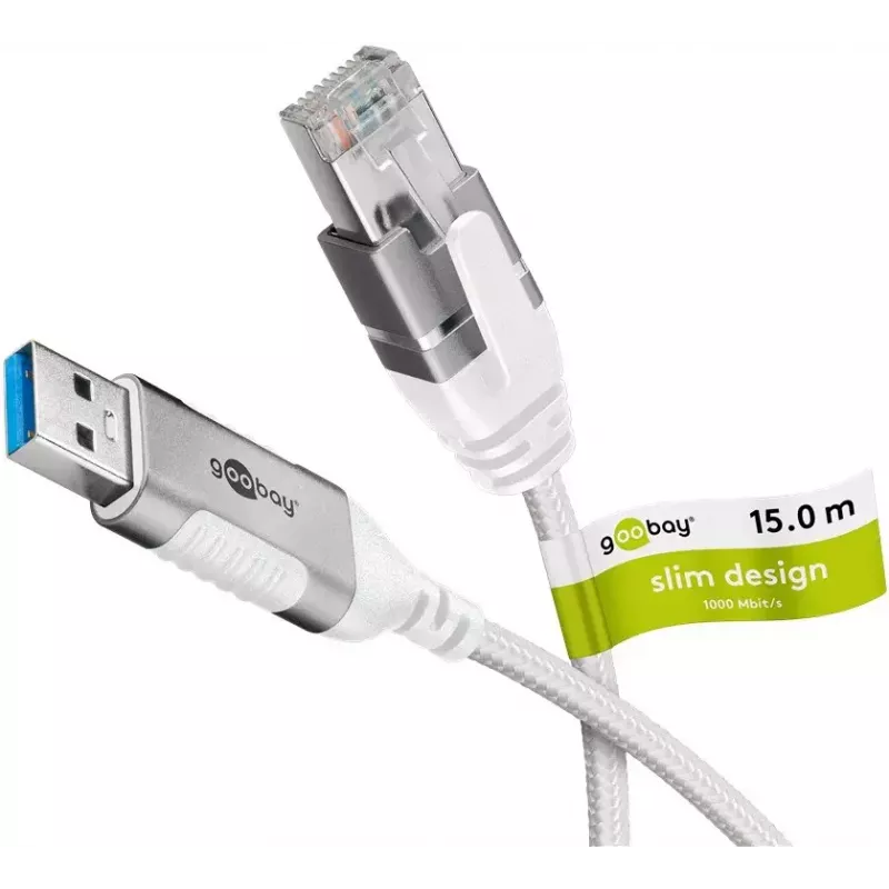 Netzwerkkabel Goobay 74384 USB 3.0 Typ A RJ45 15m Weiß