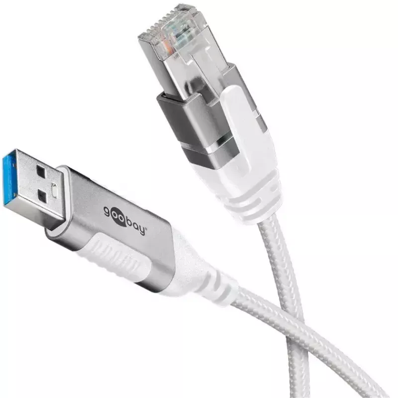 Goobay 74382 Kabeladapter USB 3.0 Typ A RJ45 Weiß 7,5 m
