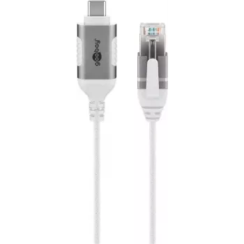 Goobay USB-C 3.1 auf RJ45 Ethernet-Kabel Slim, 1,5 m, Weiß (74386)