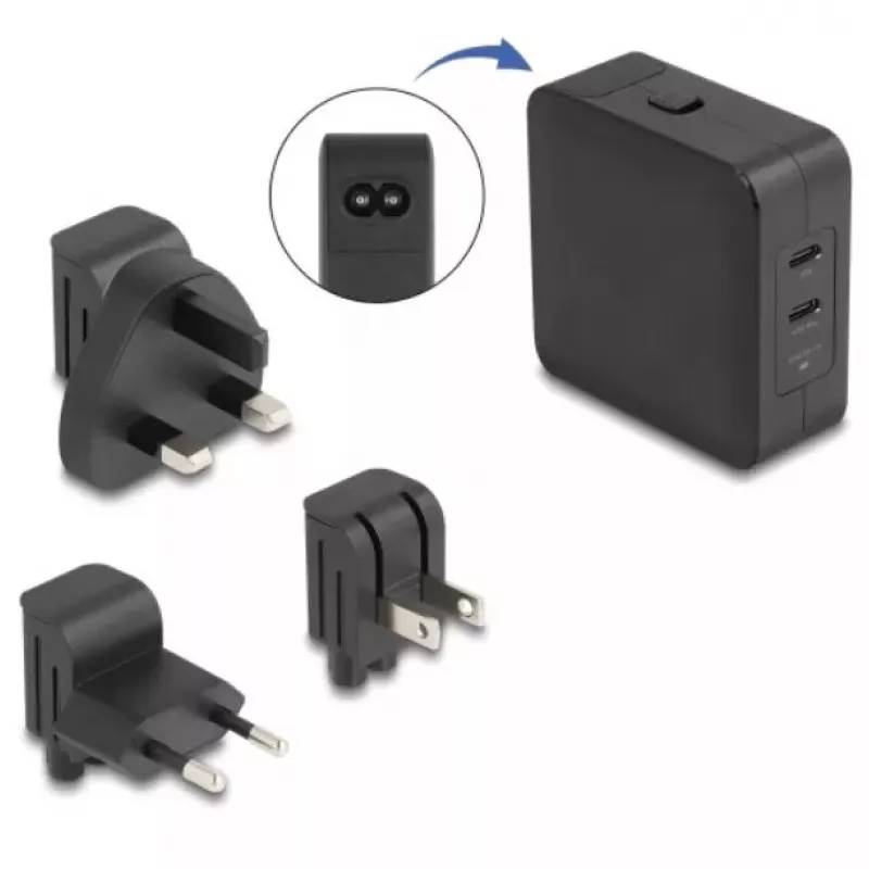 Innenraumladegerät DeLOCK 41443 Universal Schwarz AC 100-240V 2x USB Typ-C