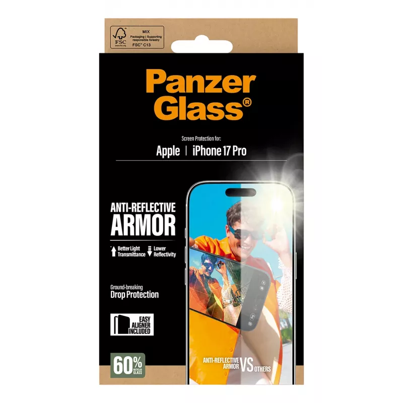 PanzerGlass Anti-Reflective Armor Displayschutzfolie iPhone 17 Pro Kratzfest Stoßfest