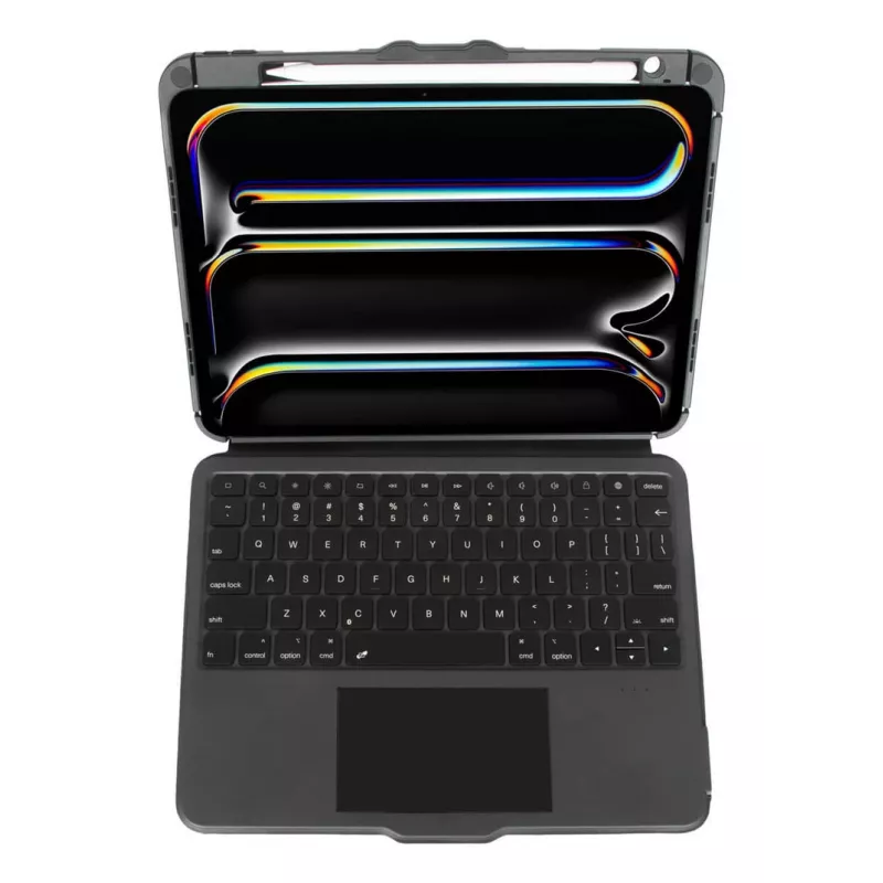 Targus VersaVu Spanische Bluetooth-Tastatur-Trackpad-Hülle für iPad 13 Zoll, Schwarz